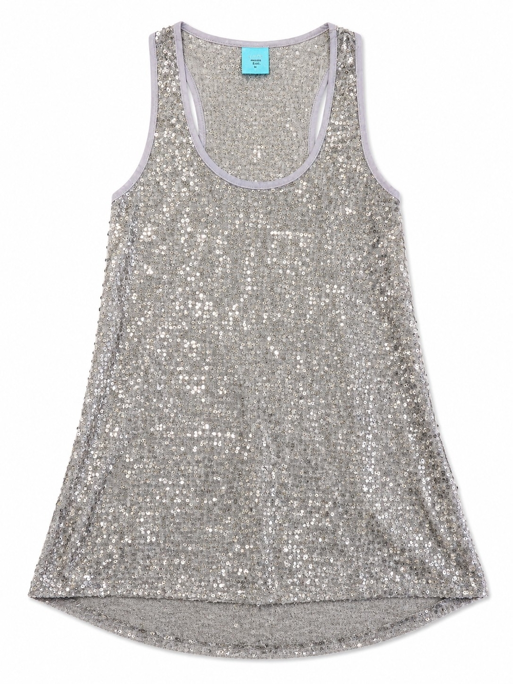 Silver Sequin Tank Racerback Y2K Dress, Size Mediu.